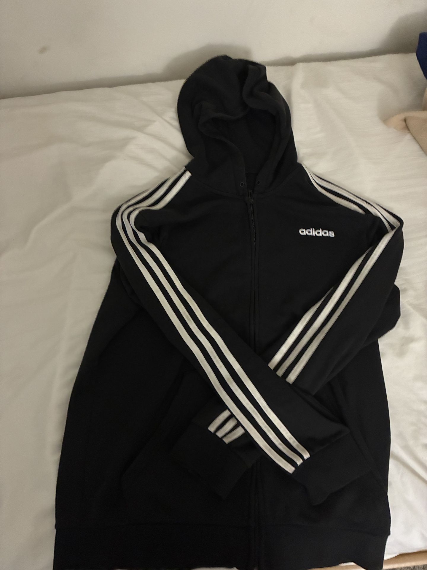 Adidas Hoodie Black With White Stripes