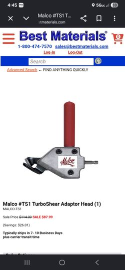 Match turbo sheer sheet metal cutter