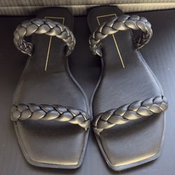 NIB Dolce Vita Indre Black Stella Beaded Slide Sandals Women’s Size 7 Flat Square