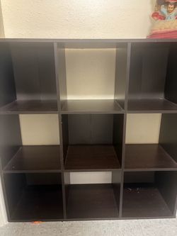 2 Dark Brown 9-Cube Storage Shelf Unit