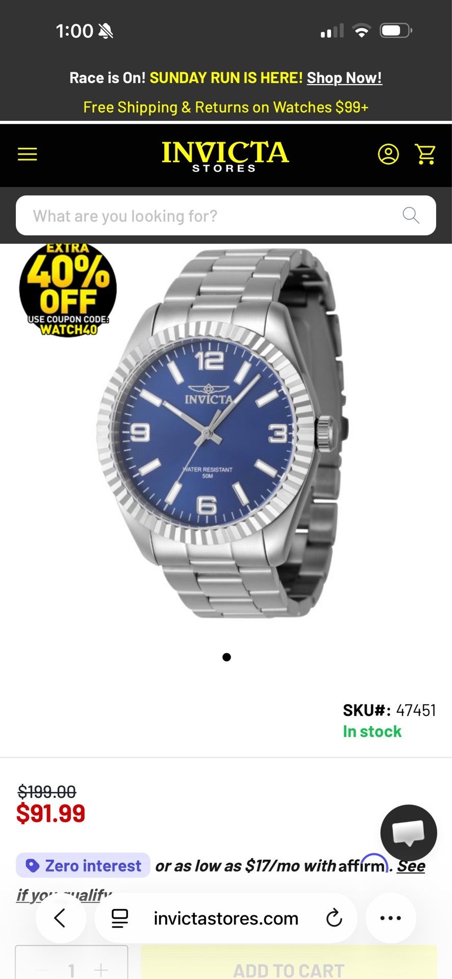 Invicta Specialty Stratford Men's Watch - 43mm (PF21173)