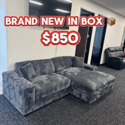 Dark Gray Corduroy L Sectional Couch 🛋️ Brand New In Box 📦 