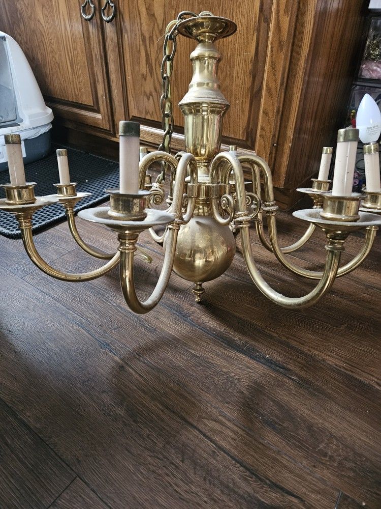 Brass 8 Arm Chandelier.HEAVY