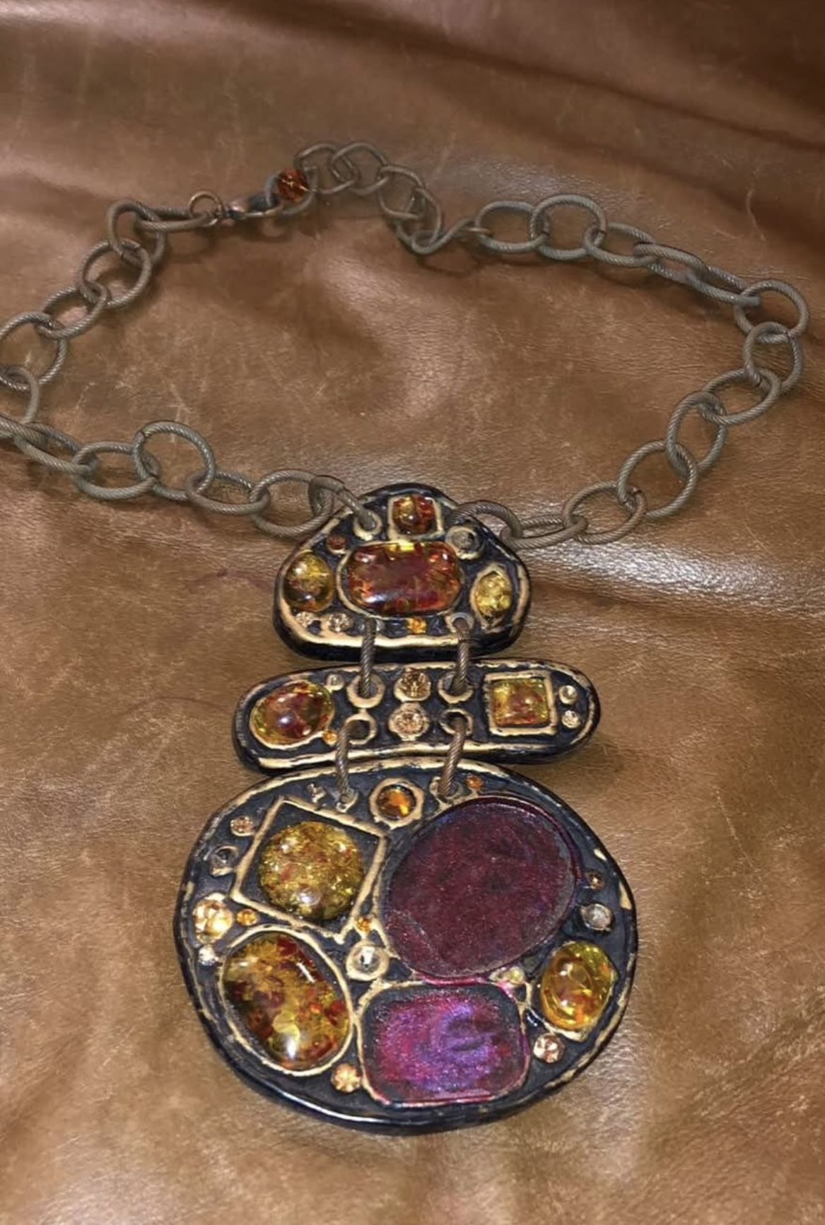 Vintage Chunky Charm Pendant Necklace