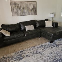 Large Faux Leather Sofa With Recliner