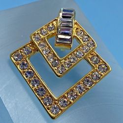 Kenneth J Lane Signed KJL Sparkling Rhinestones Gold-Tone Pendant - Enhancer VTG