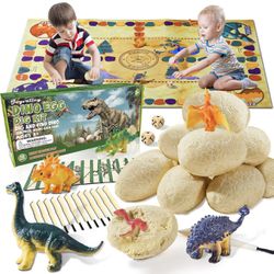 Brand New 12 Dino Fossil Eggs Excavation Kits with Game Mat for Kids