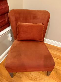 Beautiful Burnt Orange Faux Velvet Accent Chairs – 2 Available