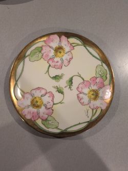 A. Lanternier & Co Limoges Hand-Painted Duvall Floral Plate c. 1891–1914 Antique