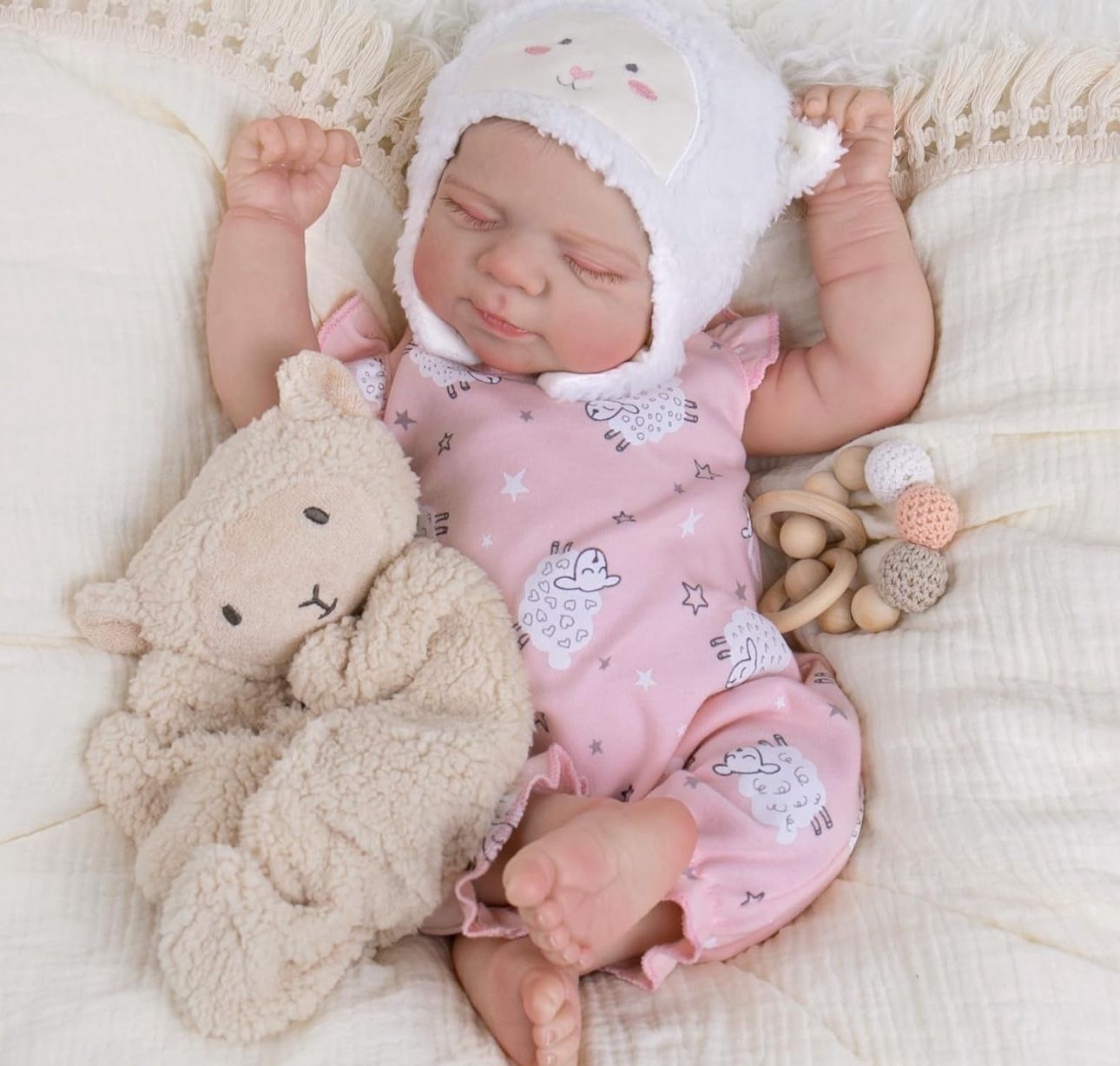 Aori Lifelike Reborn Baby Dolls - 20 Inch Ultra Realistic Sleeping Girl Newborn Baby Doll with Weighted Body for Cuddling Poseable Vinyl Limbs