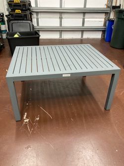 Cute outdoor aluminum grey gray rectangular coffee table