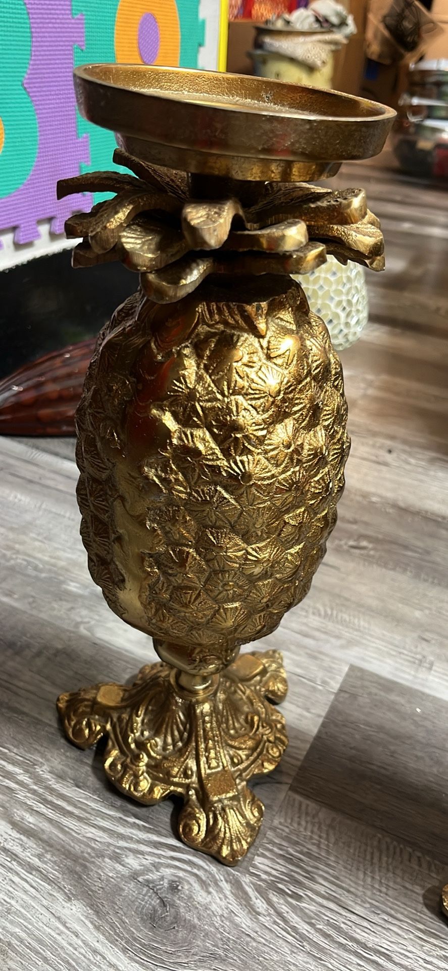 2 Tall Antique Pineapple Candle Holders