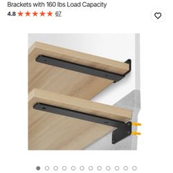  Shelf Bracket, 10”L x 4”W x 1.6”H, 6 Pcs 