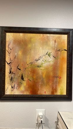 28” acrylic framed bamboo painting