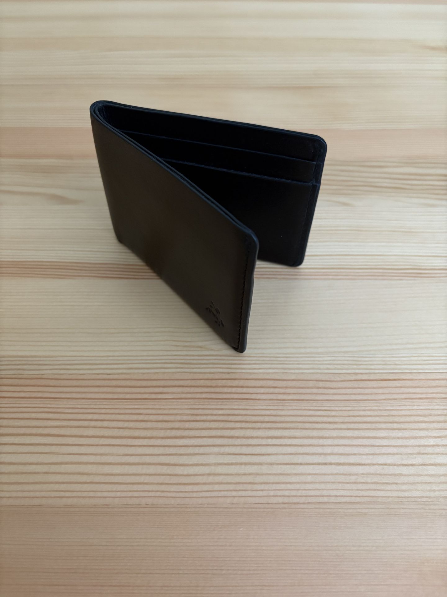 Dollar Sized Slim Black Wallet by VISCONTI - Handmade Leather Card Bifold Wallet