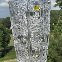 Star Cut Vase 11.5" Tall Vintage Lead Cyrstal Germany