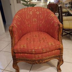 Cane Back Upholstered Chair
