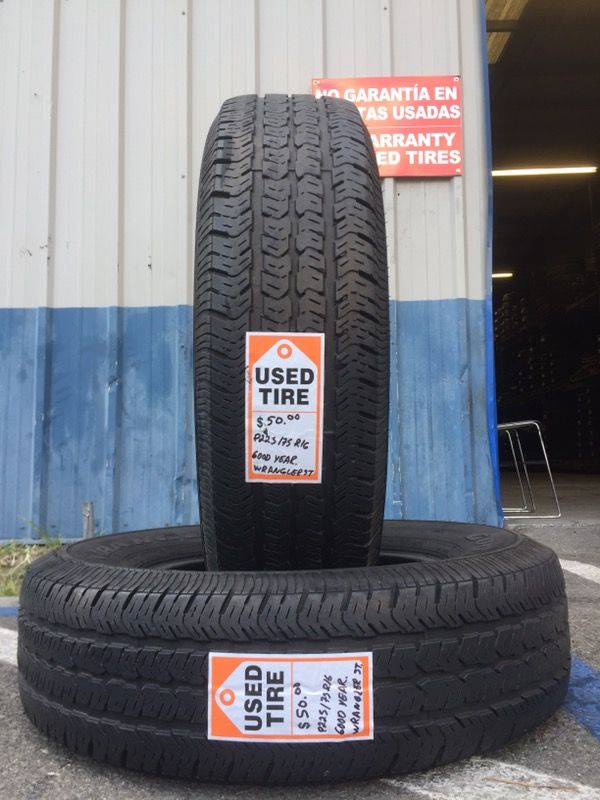 We Sell a Pair of Used tires P225/75R16 Goodyear Wrangler