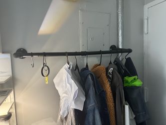 Wall-Mounted Black Iron Pipe Clothing Rack