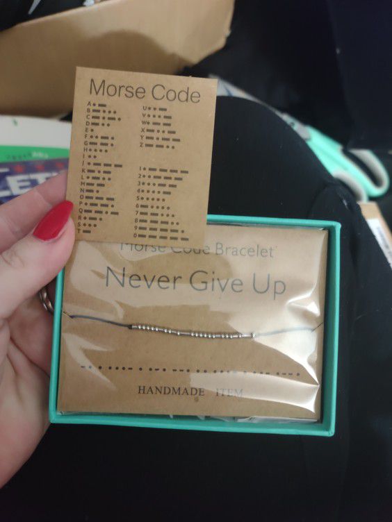 Never Give Up Morse Code Bracelet NWT And Gift Box