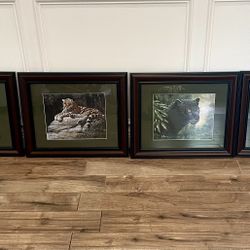 Set Of 4 Framed African Animal Art