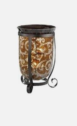 Partylite Amaretto Swirl Hurricane w/Tealite Tree