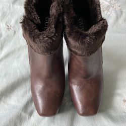 New Guess Brown Leather Platform Boots