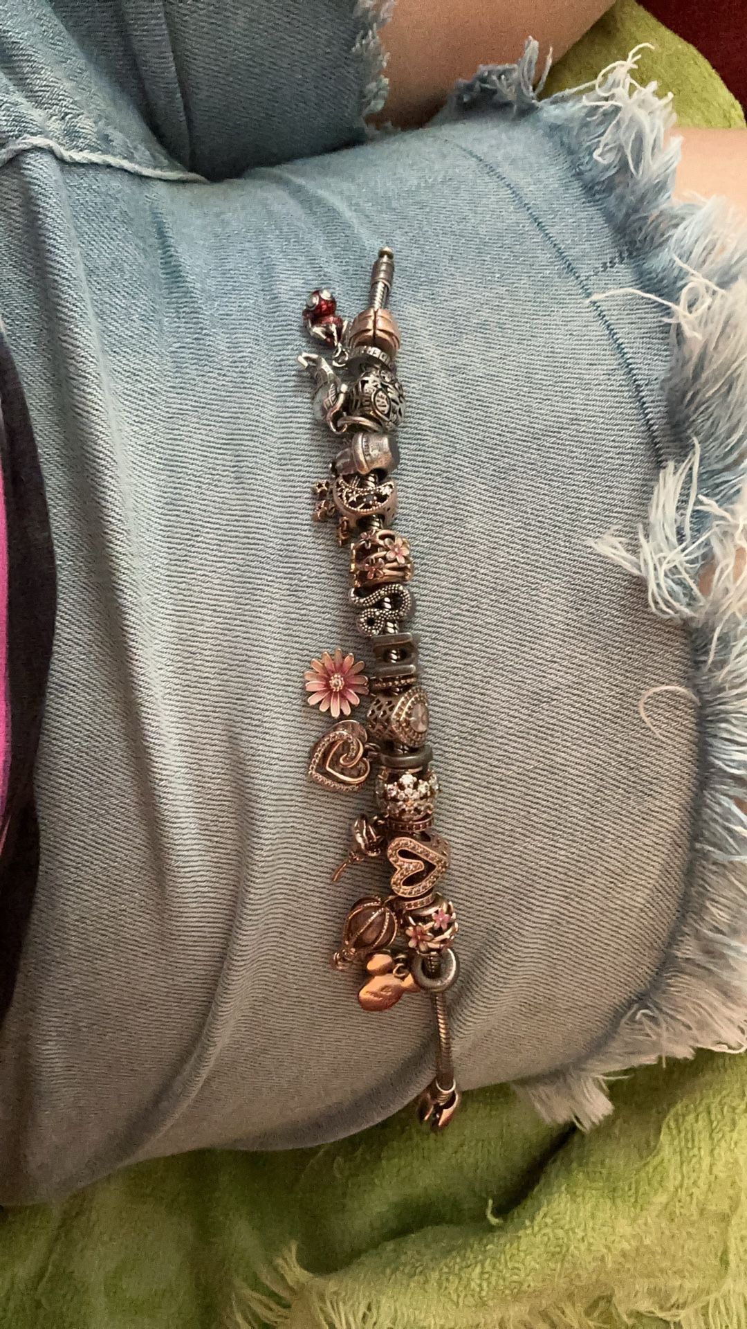 Pandora Bracelet All Real Charms And Safety Clasp 