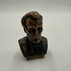 Bronzed Metal Abraham Lincoln Miniature Bust Figurine 2 3/8" Tall