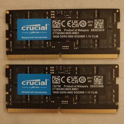 Crucial 32 Gb (2x16 Gb kit) DDR5 5600 SODIMM RAM 