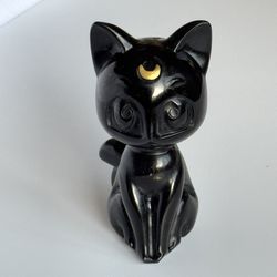 Black Onyx Cat Carving