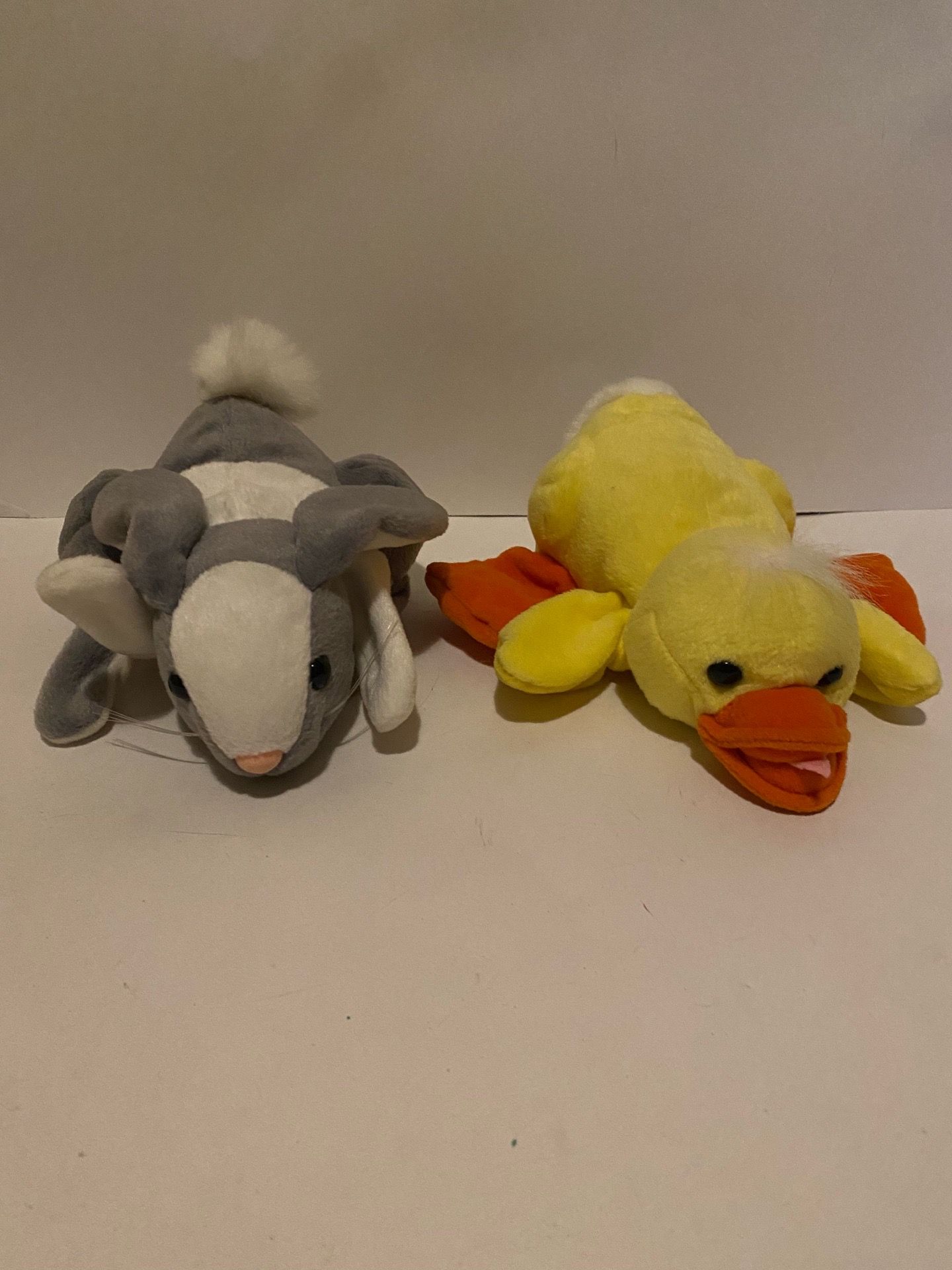 Vintage hand glove puppets: bunny and duck