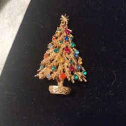 Vtg Christmas Tree Brooch Signed
