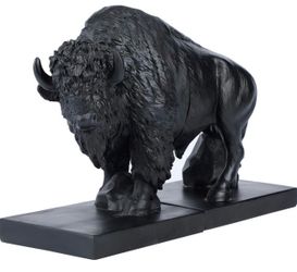 Set of 2 Polyresin Buffalo Bookend,Art bookend, Homedecor for Kids, Office Decor (Black)