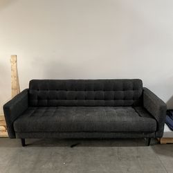 Mid Century Couch Dark Grey 