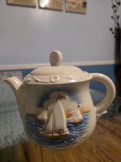 Nautical Porcelier Tea Pot Sailboat 