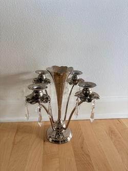 Antique Art Noveau Silver-plated Trumpet Vase/Candelabra Centerpiece