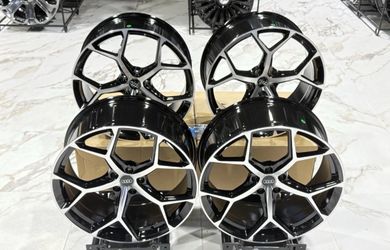 (4) 19x8.5 AUDI RS6 GLOSS BLK MACHINE RIMS A3 A4 A5 A6 A7 S4 S5 RS 5x112 +35MM