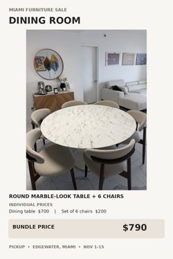 Marble white round table