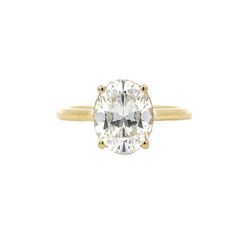 Hidden Halo Engagement Ring in 18K Yellow Gold Shimmering solitaire with thirty-eight dazzling diamonds set in a hidden halo semi mount. Total diamond