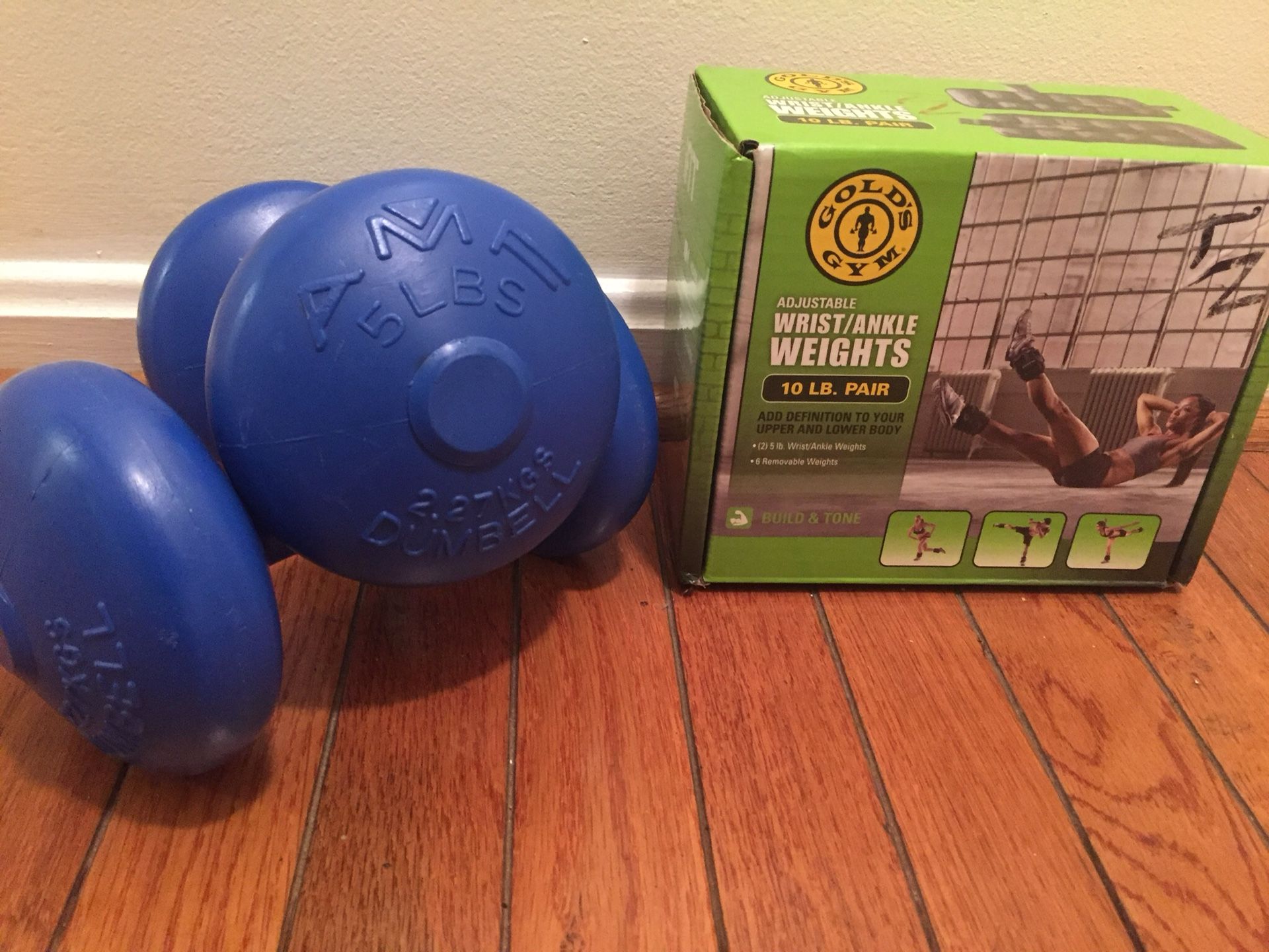 Ankle weights & 5 lb dumbbells