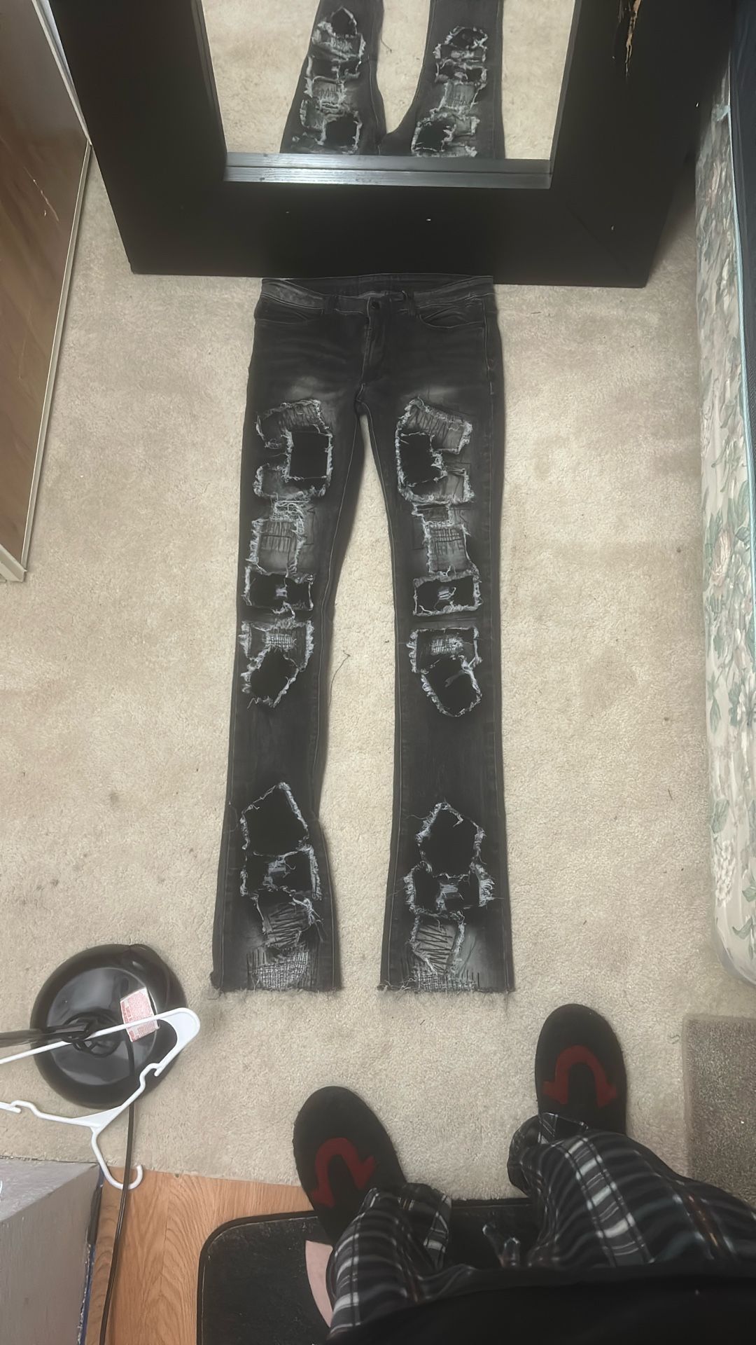Stacked Black ripped Jeans Size 34