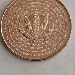 1 Ounce .999 Fine Copper Round - Medical Cannabis Leaf