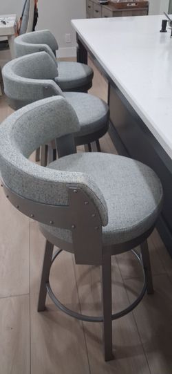 Set of 3 Upholstered Swivel Bar Stools