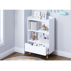 Kids Bookshelf, Wood Kids Toy Storage Organizer, Children's Bookcases with Storage and Drawer