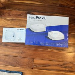 NEW Eero Pro 6E    Tri Band WiFi Mesh System And Wall Mount 