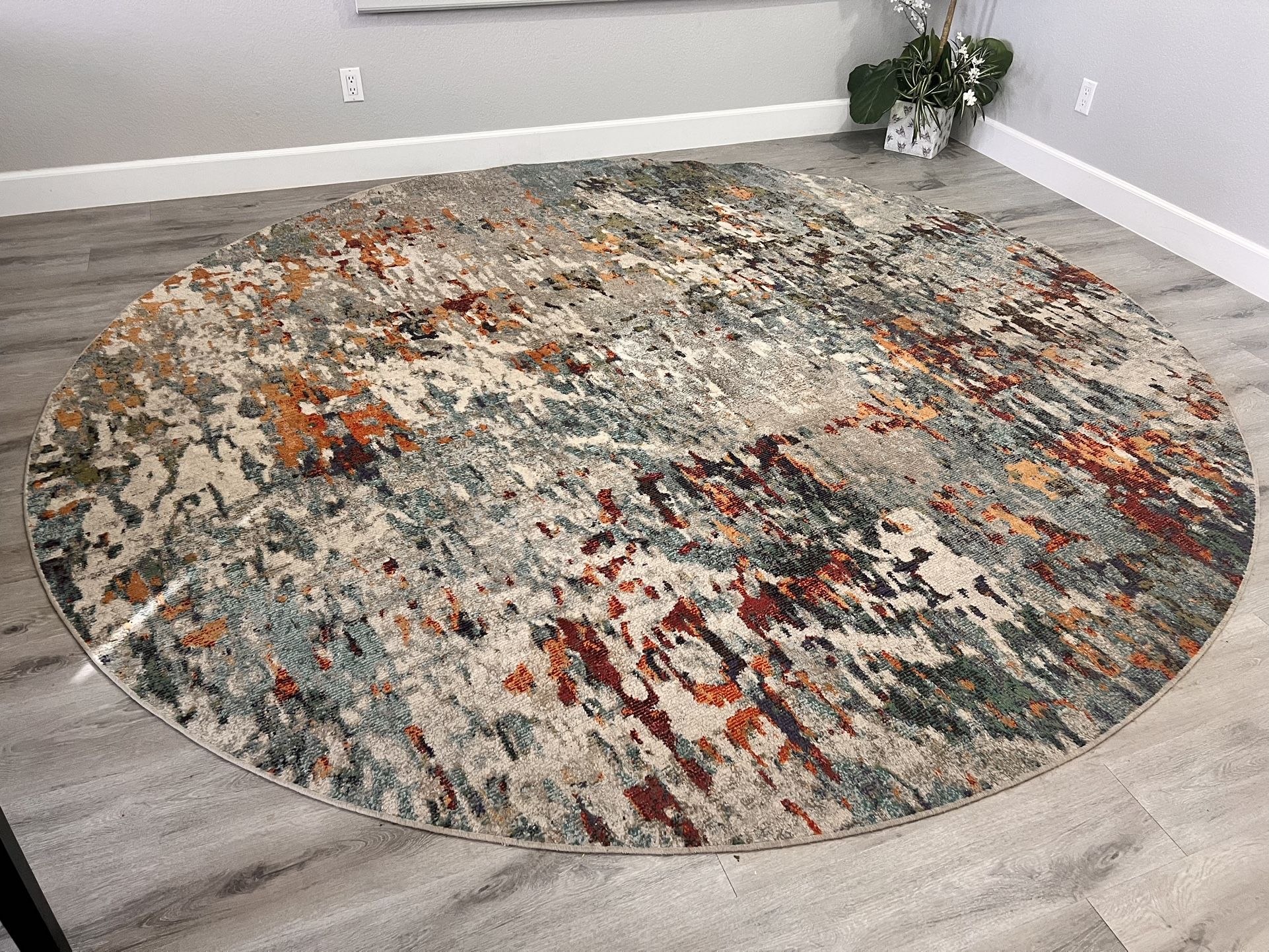 SAFAVIEH Madison Collection Area Rug - 10' Round, Grey & Blue, Modern Abstract Design, Non-Shedding & Easy Care, Ideal for High Traffic Areas in Livin