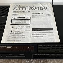 Sony STR-AV450 FM Stereo / FM-AM Receiver w/ Instructions