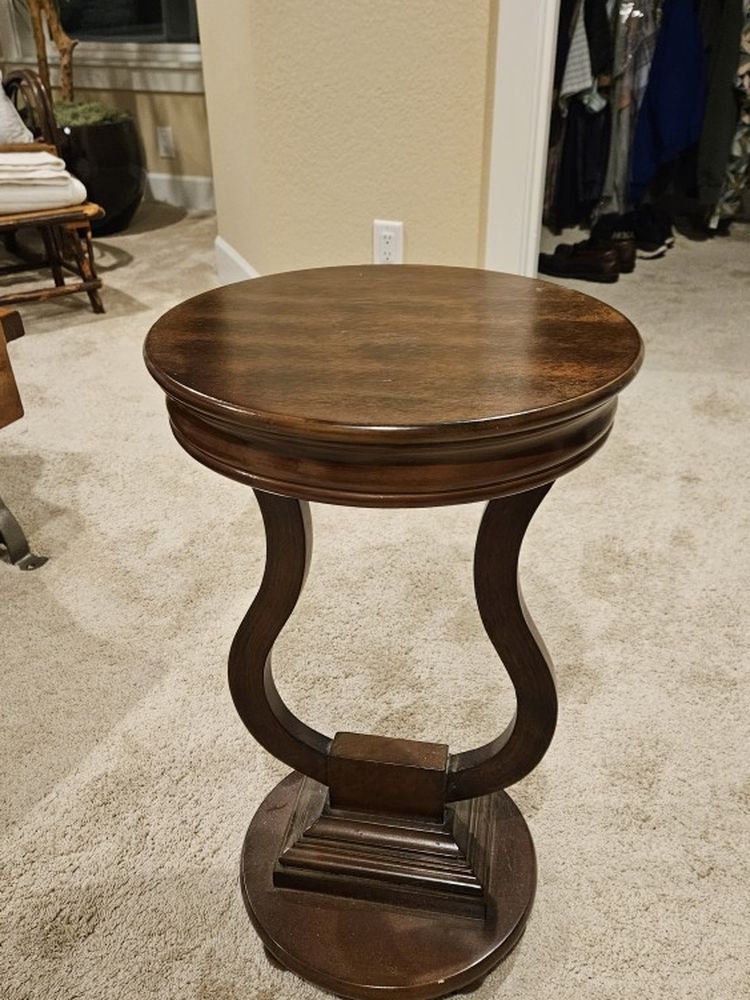 Small Walnut Wood Table, Stand