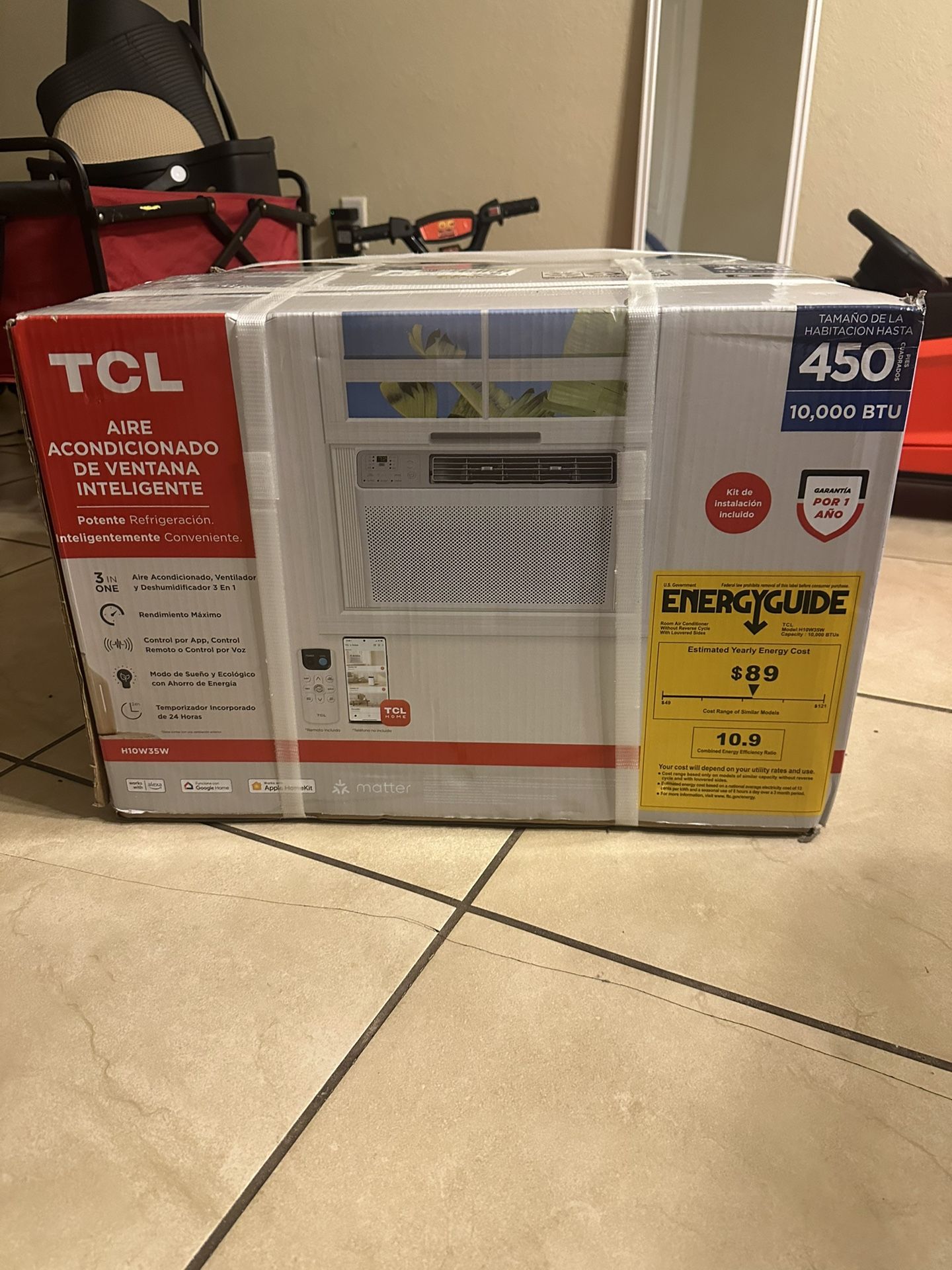 TCL H10W35W 10000 BTU Smart Window Air Conditioner with Remote 450 Sq. Ft. NEW